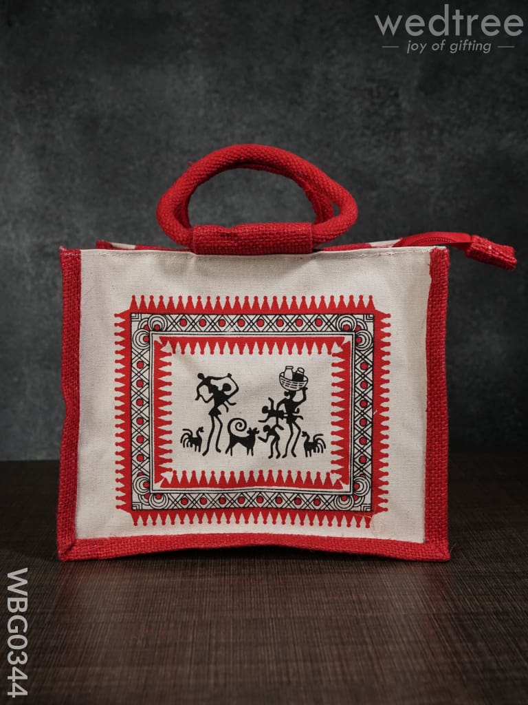 Canvas And Jute Bag With Warli Print - Wbg0344 Bags