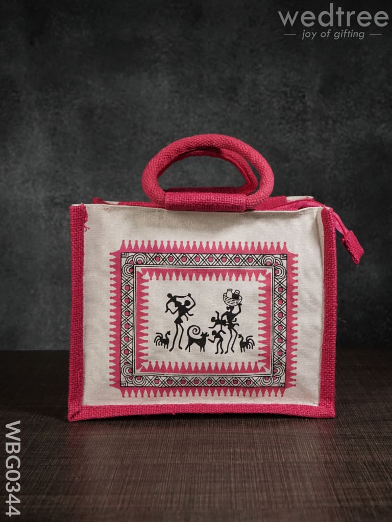 Canvas And Jute Bag With Warli Print - Wbg0344 Bags