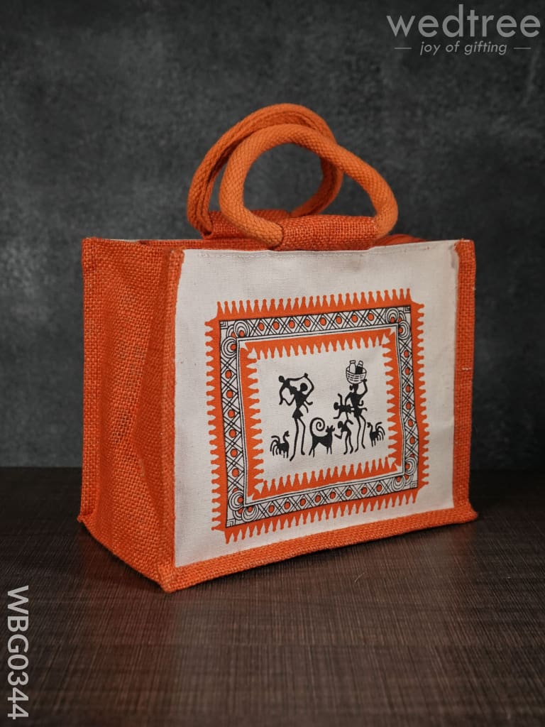 Canvas And Jute Bag With Warli Print - Wbg0344 Bags