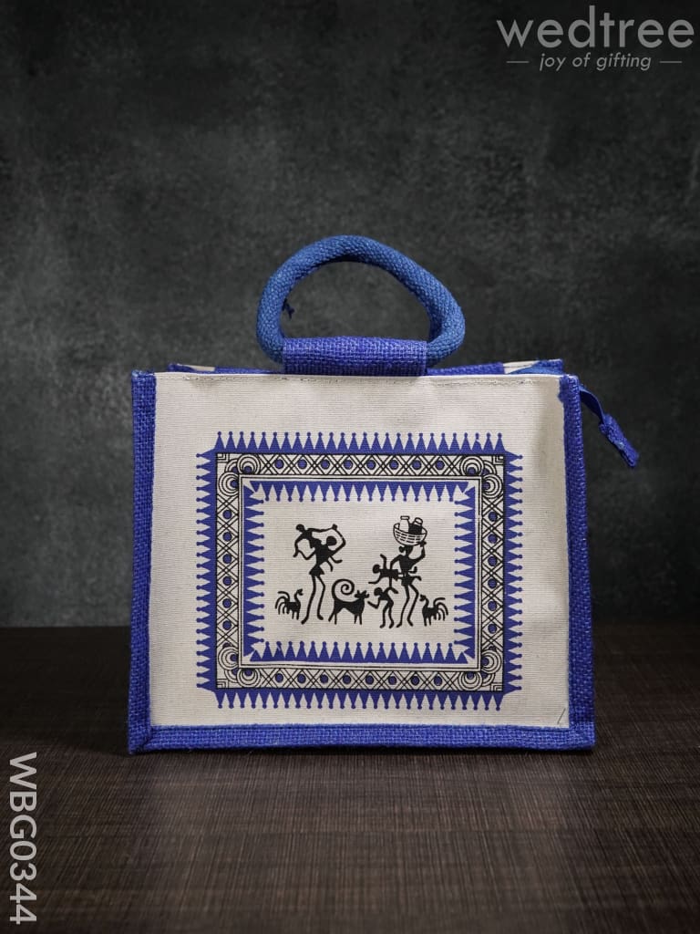 Canvas And Jute Bag With Warli Print - Wbg0344 Bags