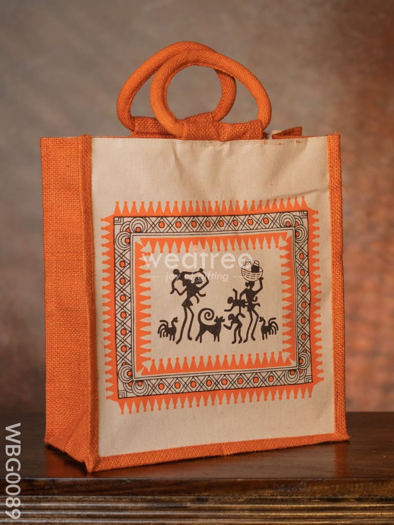 Canvas And Jute Bag With Warli Prints - Wbg0089 Bags