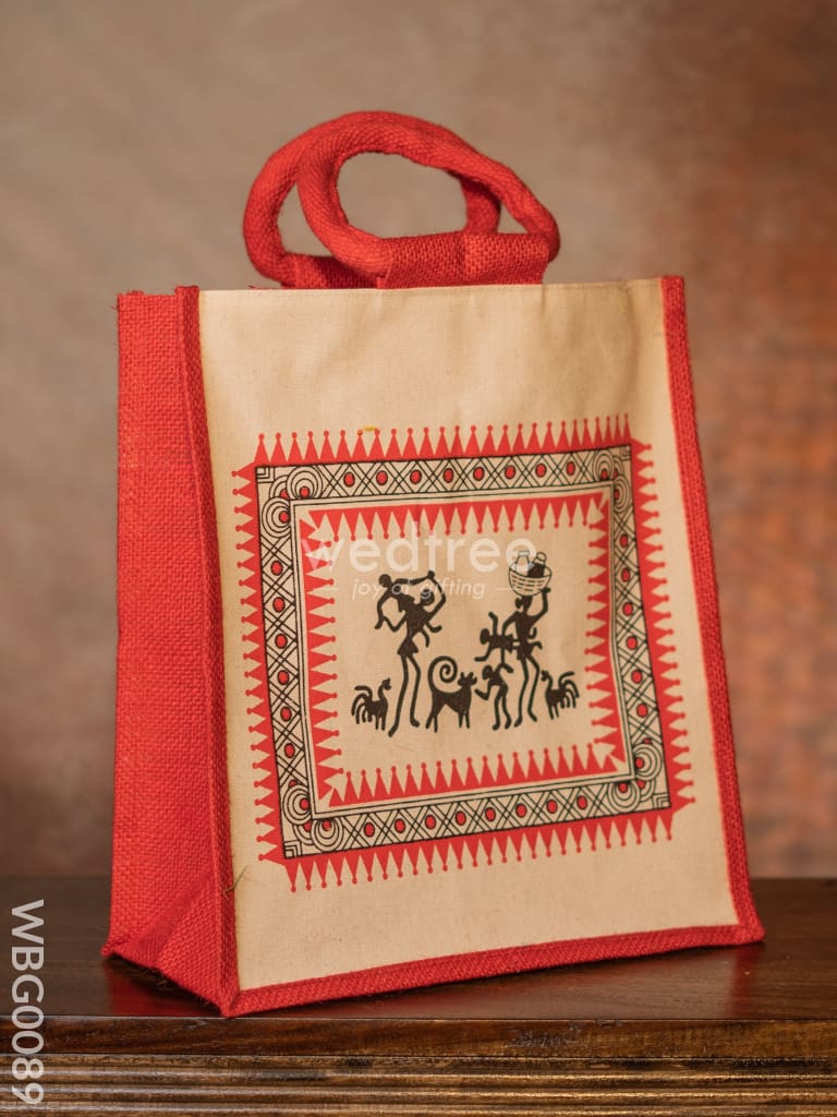 Canvas And Jute Bag With Warli Prints - Wbg0089 Bags