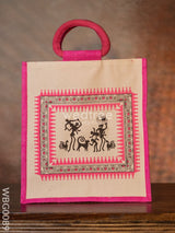 Canvas And Jute Bag With Warli Prints - Wbg0089 Bags