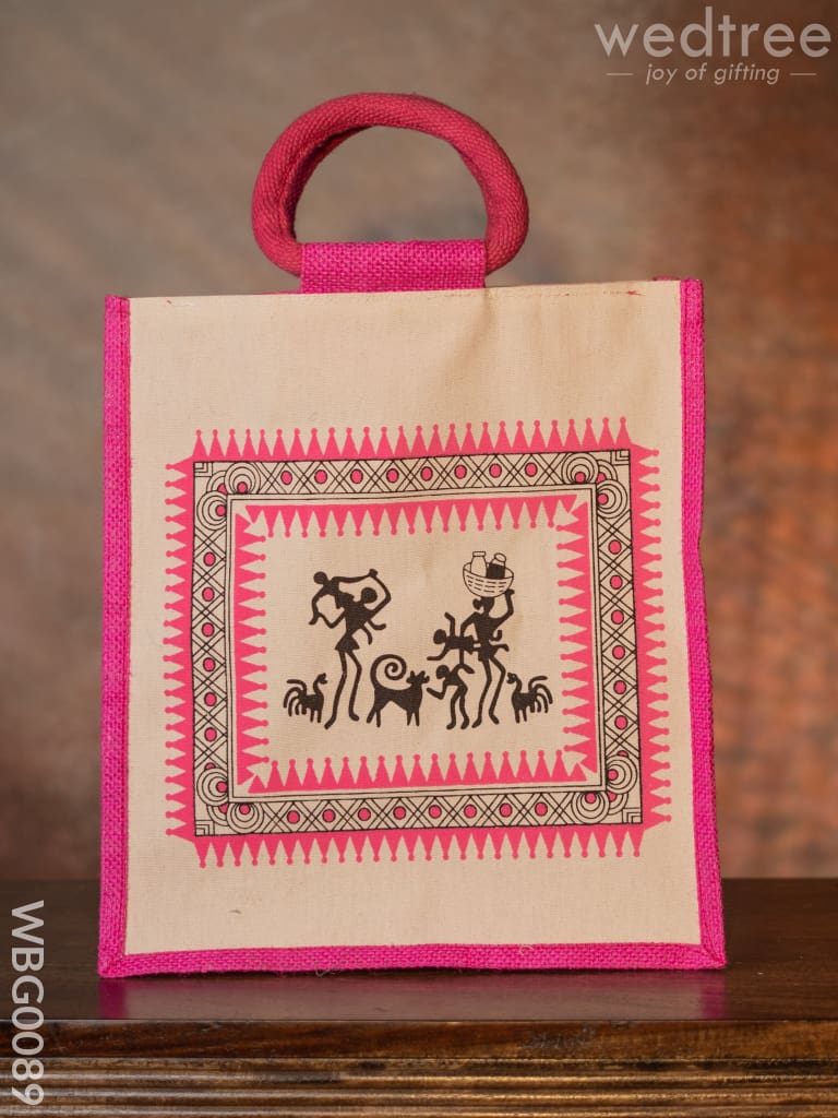 Canvas And Jute Bag With Warli Prints - Wbg0089 Bags