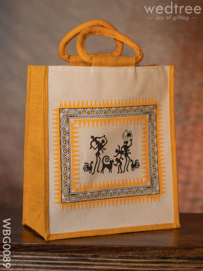 Canvas And Jute Bag With Warli Prints - Wbg0089 Bags