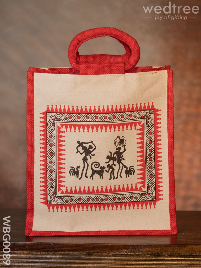 Canvas And Jute Bag With Warli Prints - Wbg0089 Bags