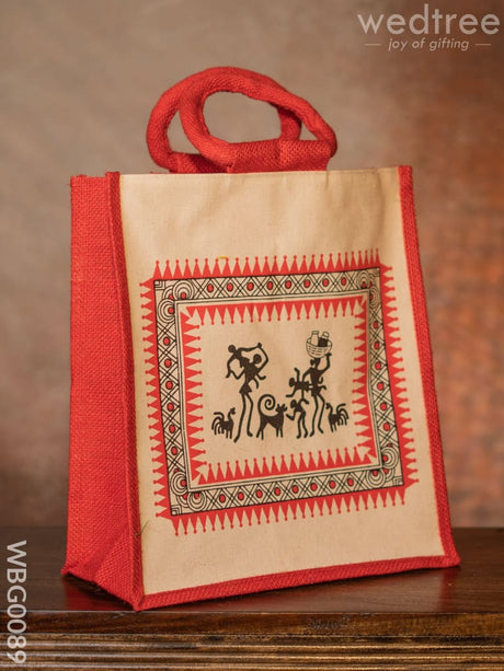 Canvas And Jute Bag With Warli Prints - Wbg0089 Bags