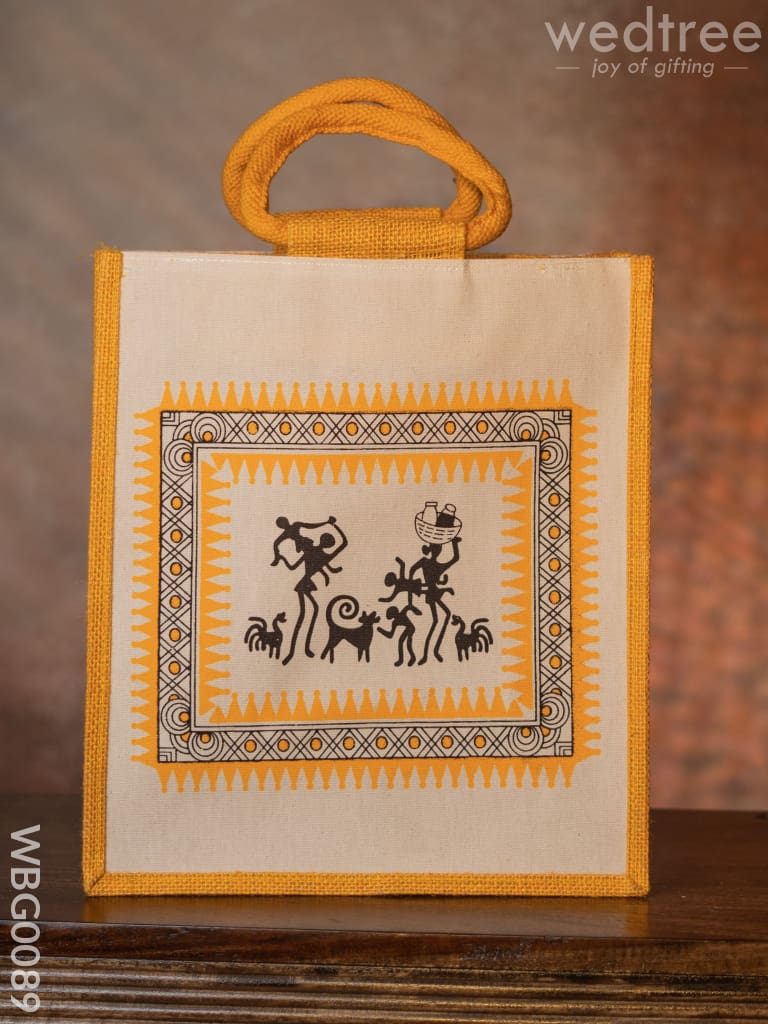 Canvas And Jute Bag With Warli Prints - Wbg0089 Bags