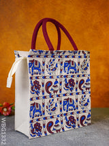 Jute Bag With Elephant And Peacock Motive - Wbg1332 Bags