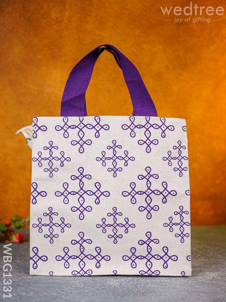 Jute Bag With Kolam Prints - Wbg1331 Bags