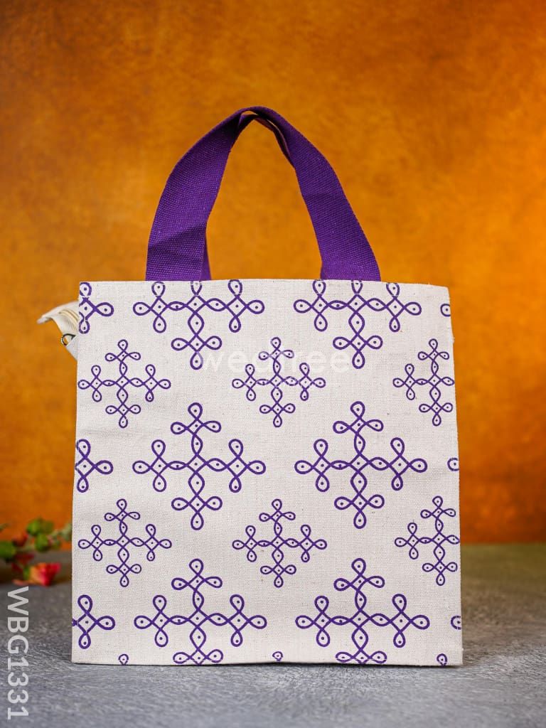 Jute Bag With Kolam Prints - Wbg1331 Bags