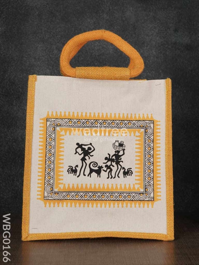 Canvas And Jute Bag With Warli Prints - Wbg0166 Bags