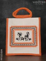 Canvas And Jute Bag With Warli Prints - Wbg0166 Bags