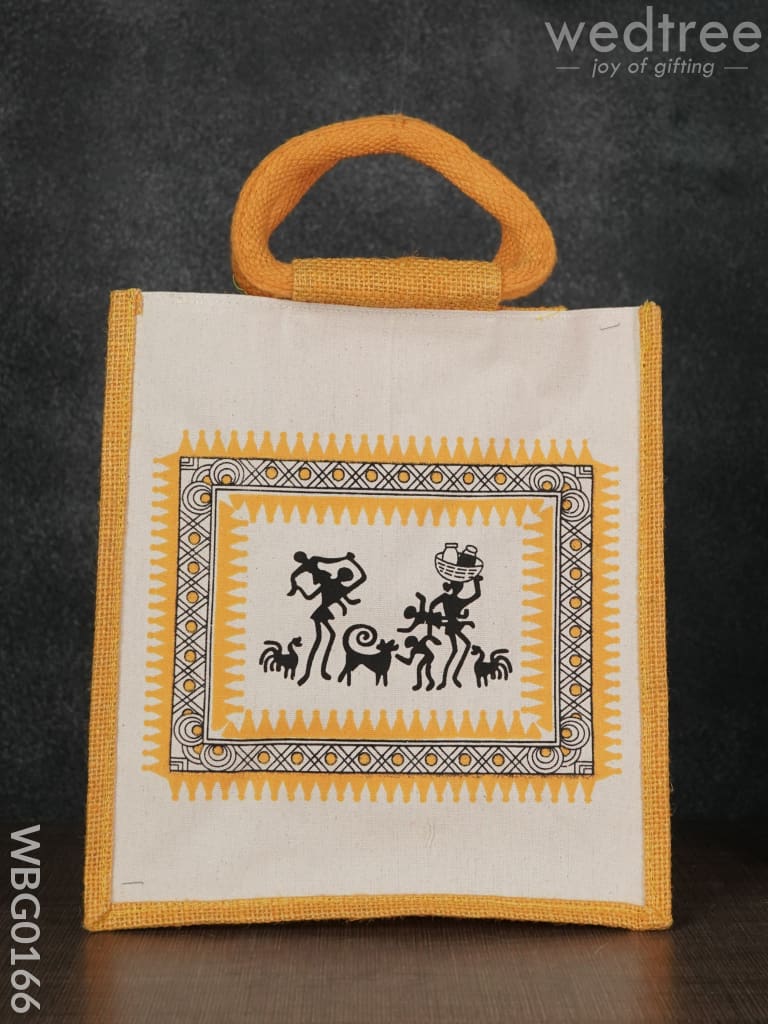 Canvas And Jute Bag With Warli Prints - Wbg0166 Bags