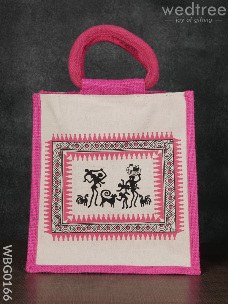 Canvas And Jute Bag With Warli Prints - Wbg0166 Bags