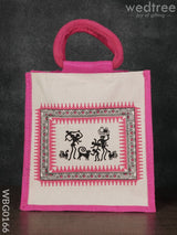 Canvas And Jute Bag With Warli Prints - Wbg0166 Bags