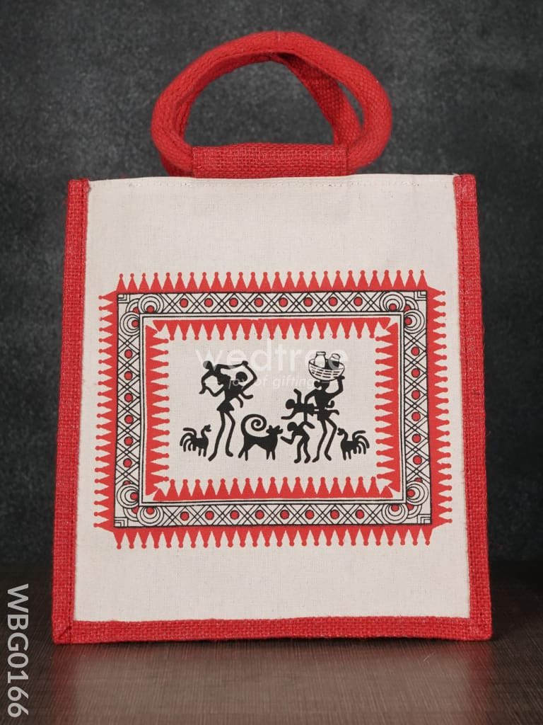 Canvas And Jute Bag With Warli Prints - Wbg0166 Bags