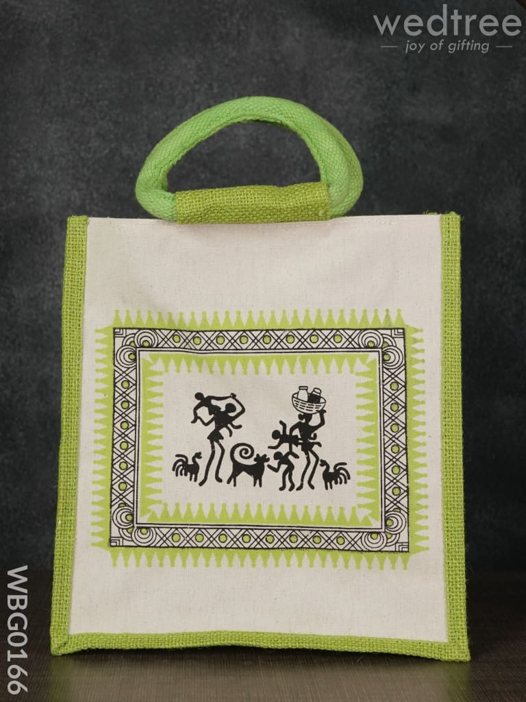 Canvas And Jute Bag With Warli Prints - Wbg0166 Bags