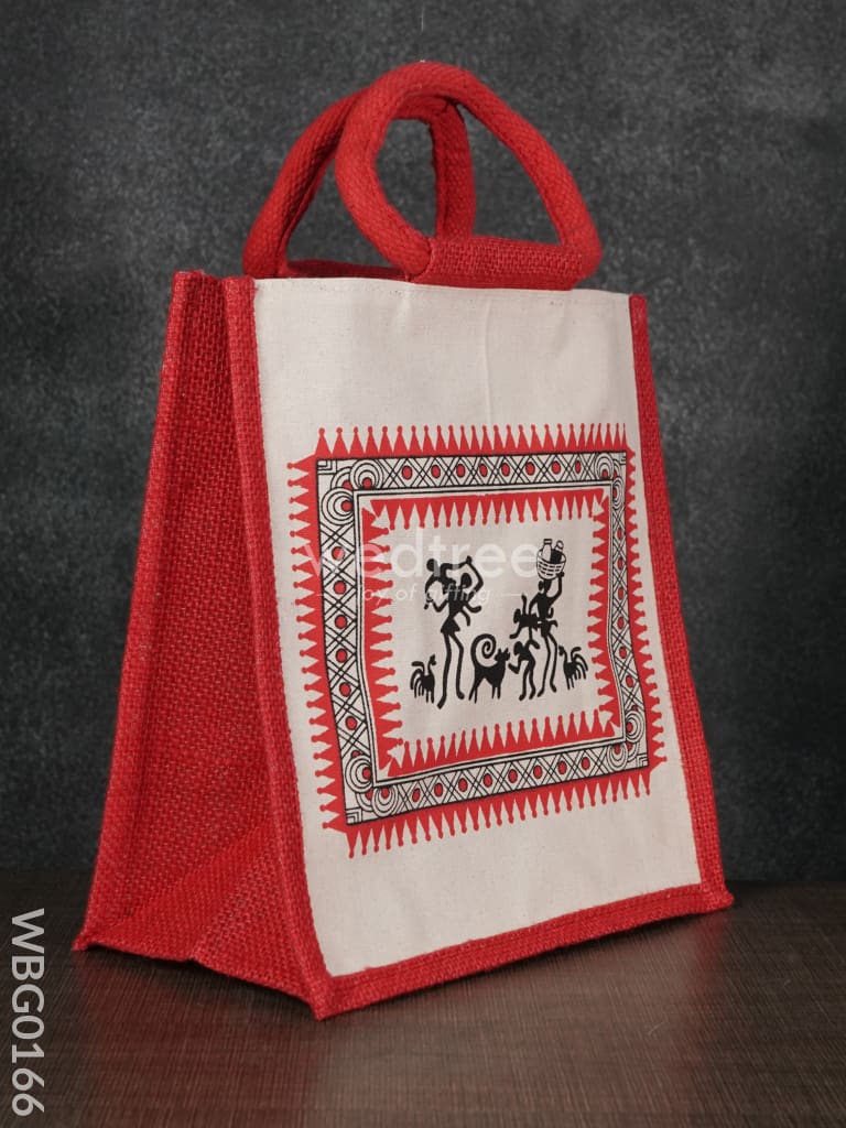 Canvas And Jute Bag With Warli Prints - Wbg0166 Bags