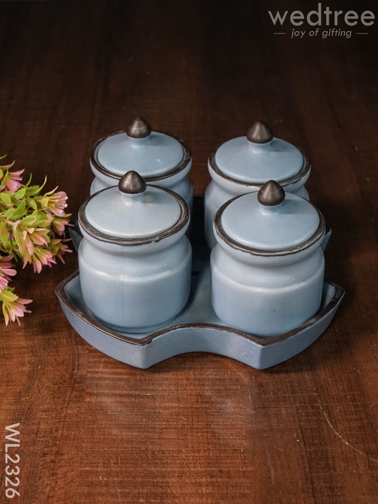 Ceramic Pickle Jar - ( Set Of 4 ) Dusky Lavender Wl2326 Ceramics