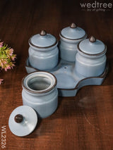 Ceramic Pickle Jar - ( Set Of 4 ) Dusky Lavender Wl2326 Ceramics