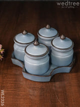 Ceramic Pickle Jar - ( Set Of 4 ) Dusky Lavender Wl2326 Ceramics