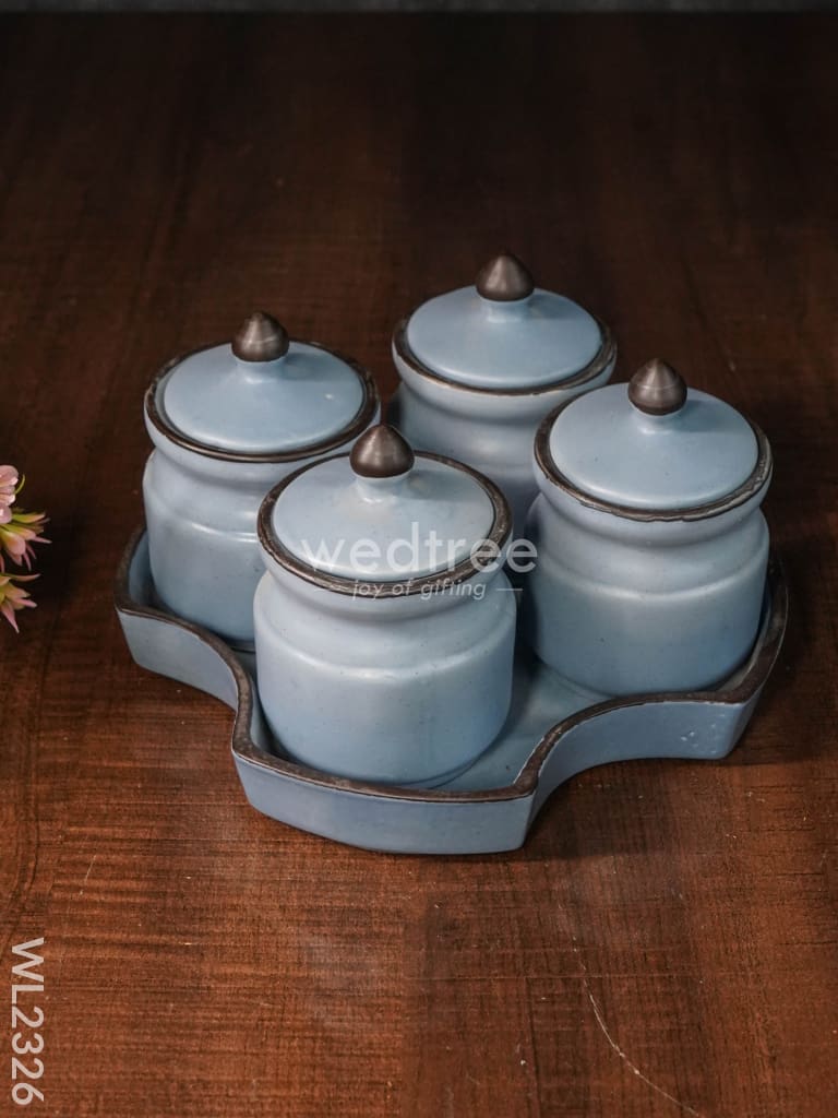 Ceramic Pickle Jar - ( Set Of 4 ) Dusky Lavender Wl2326 Ceramics