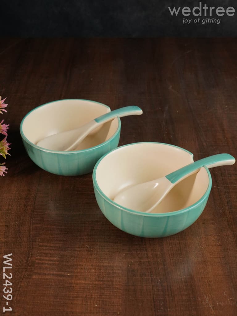 Ceramics Bowl With Spoon Set - Wl2439