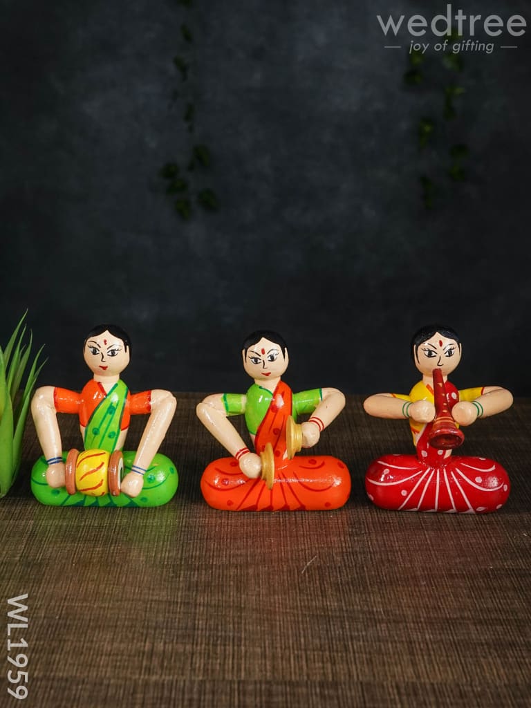 Channapatna Toys - Ladies Music Set (Set Of 3) Wl1959 Kids Utility