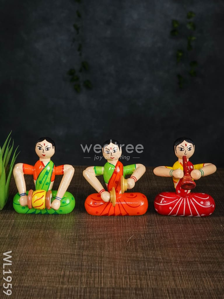 Channapatna Toys - Ladies Music Set (Set Of 3) Wl1959 Kids Utility