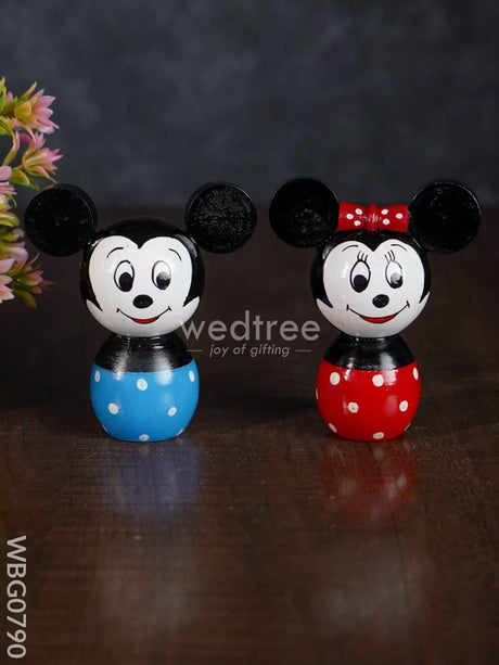 Channapatna Wooden Mickey Mouse - Set Of 2 Wbg0790 Kids Return Gifts