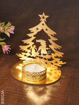 Christmas Tree With Santa Claus Shadow Diya - Mdf- W3008 Candles