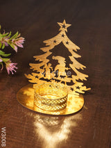 Christmas Tree With Santa Claus Shadow Diya - Mdf- W3008 Candles