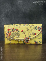 Clutch Purse With Floral Design And Chamki Work - Wbg0256-2 Clutches & Purses