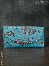 Clutch Purse With Floral Design And Chamki Work - Wbg0256-2 Clutches & Purses