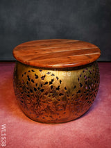 Coffee Centre Stool With Golden Finish -Wl1538 Centered Wooden Stools