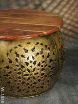 Coffee Centre Stool With Golden Finish -Wl1538 Wooden Stools