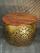 Coffee Centre Stool With Golden Finish -Wl1538 Wooden Stools