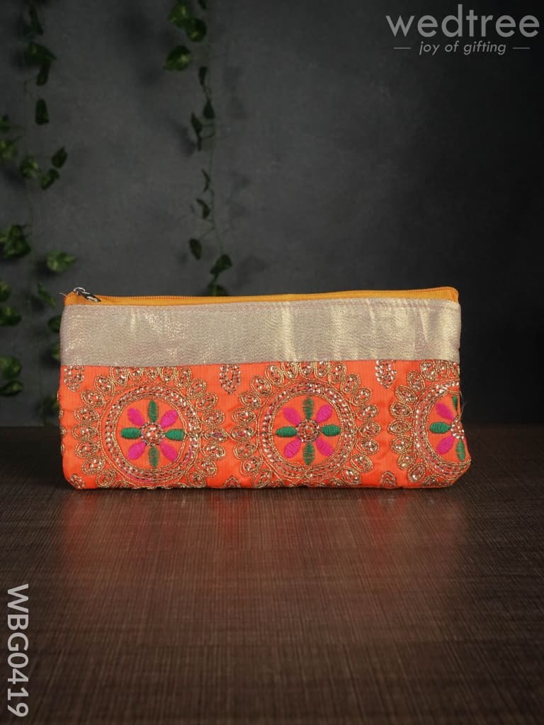 Colourful Floral Embroidery Purse With Zipper - Wbg0419 Clutches & Purses