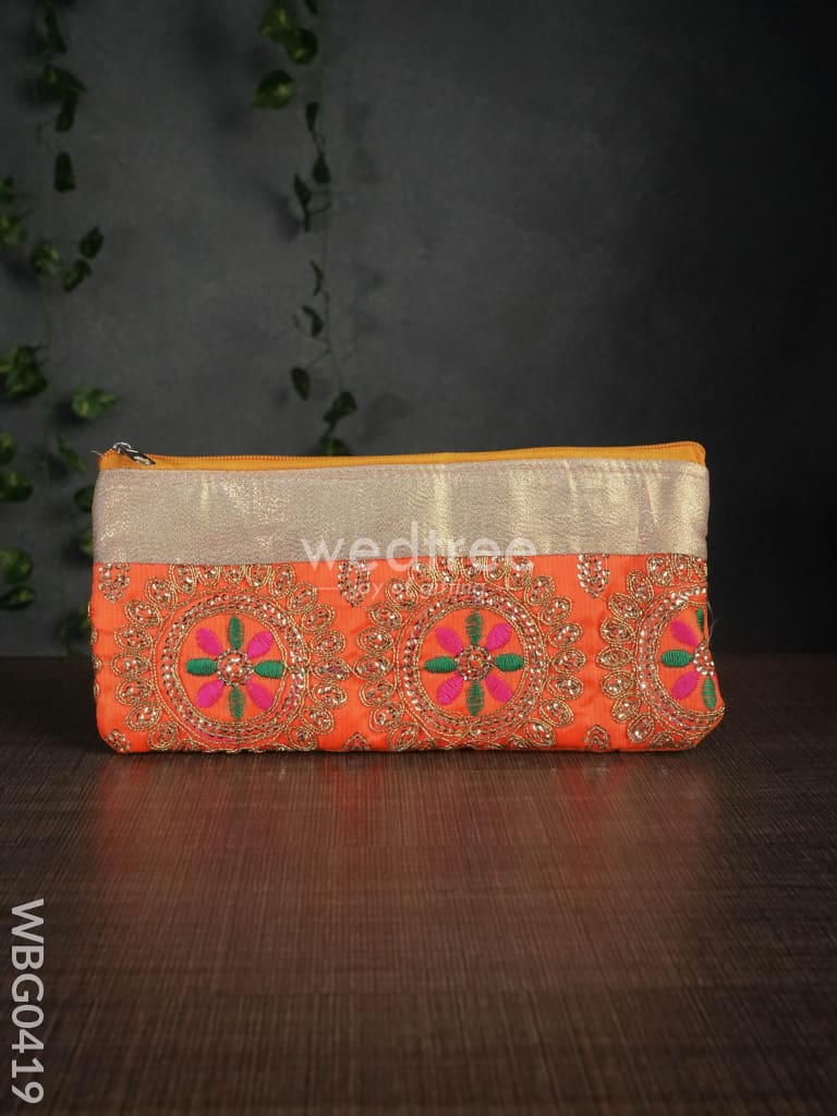 Colourful Floral Embroidery Purse With Zipper - Wbg0419 Clutches & Purses