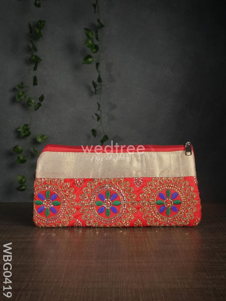 Colourful Floral Embroidery Purse With Zipper - Wbg0419 Clutches & Purses