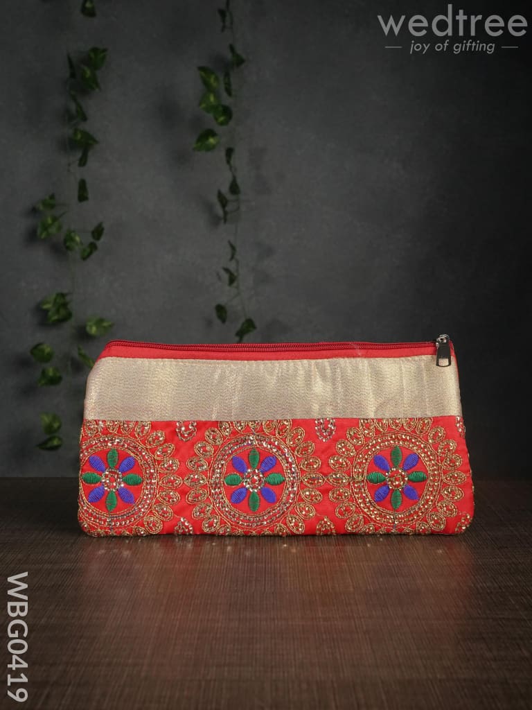 Colourful Floral Embroidery Purse With Zipper - Wbg0419 Clutches & Purses