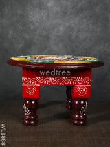 Colourful Rangoli Pooja Stool - 10 Inches Round Wl1888 Wooden Stools