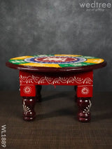 Colourful Rangoli Pooja Stool - 12 Inches (Round) Wl1889 Wooden Stools