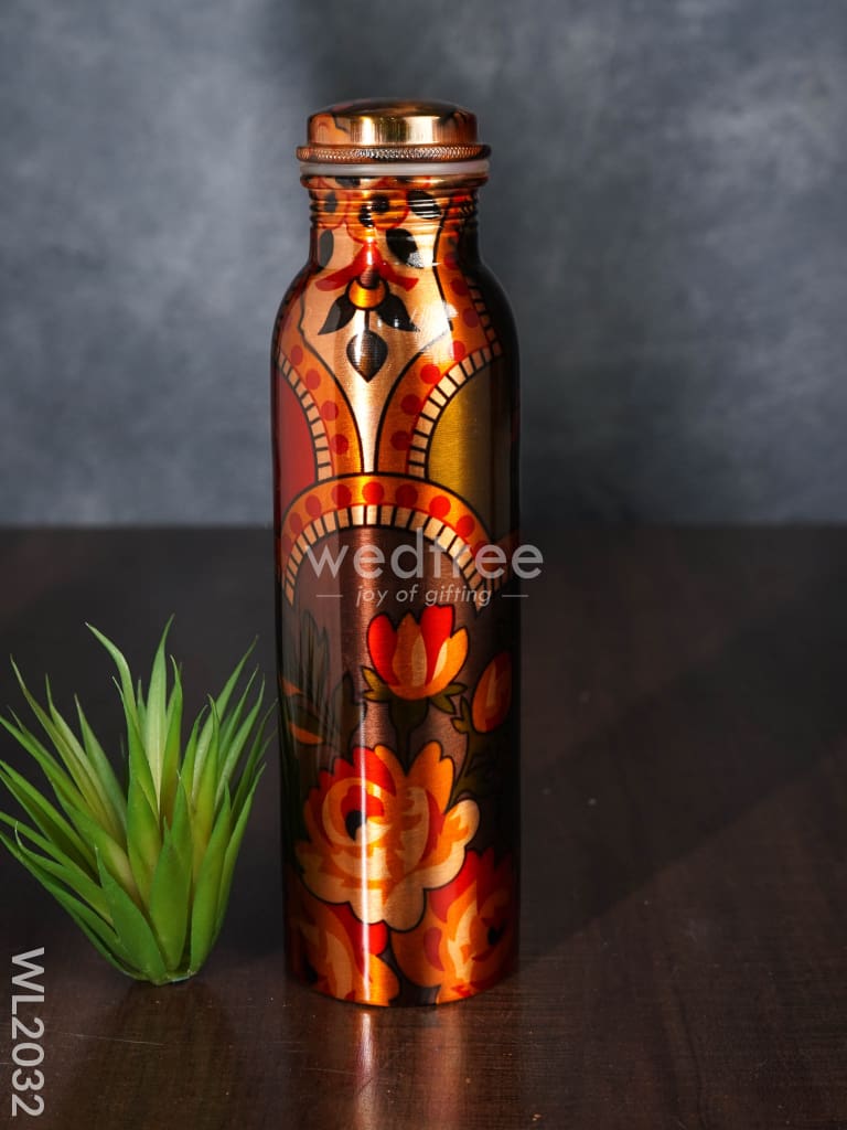 Copper Bottle With Prints - Wl2032 Utility