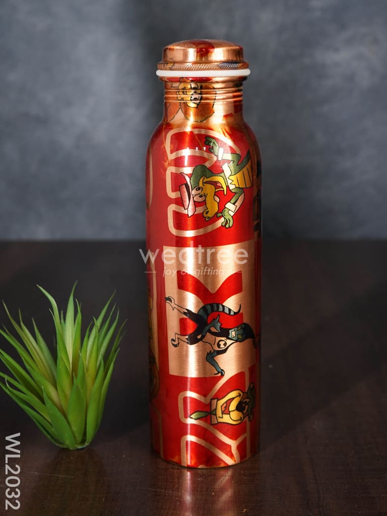 Copper Bottle With Prints - Wl2032 Utility