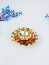 Copper & Brass Double Flower Diya - Wbg1447 Rg