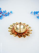 Copper & Brass Double Flower Diya - Wbg1447 Rg