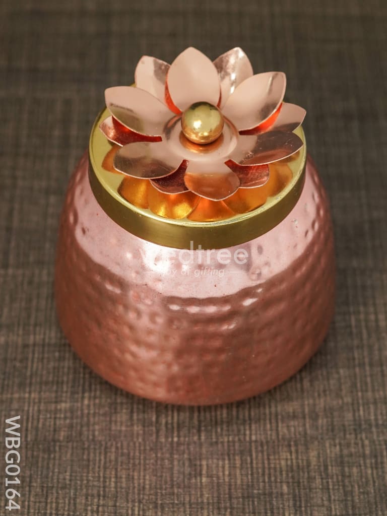 Copper Coated Dry Fruit Container With Brass Lid - Wbg0164 Box