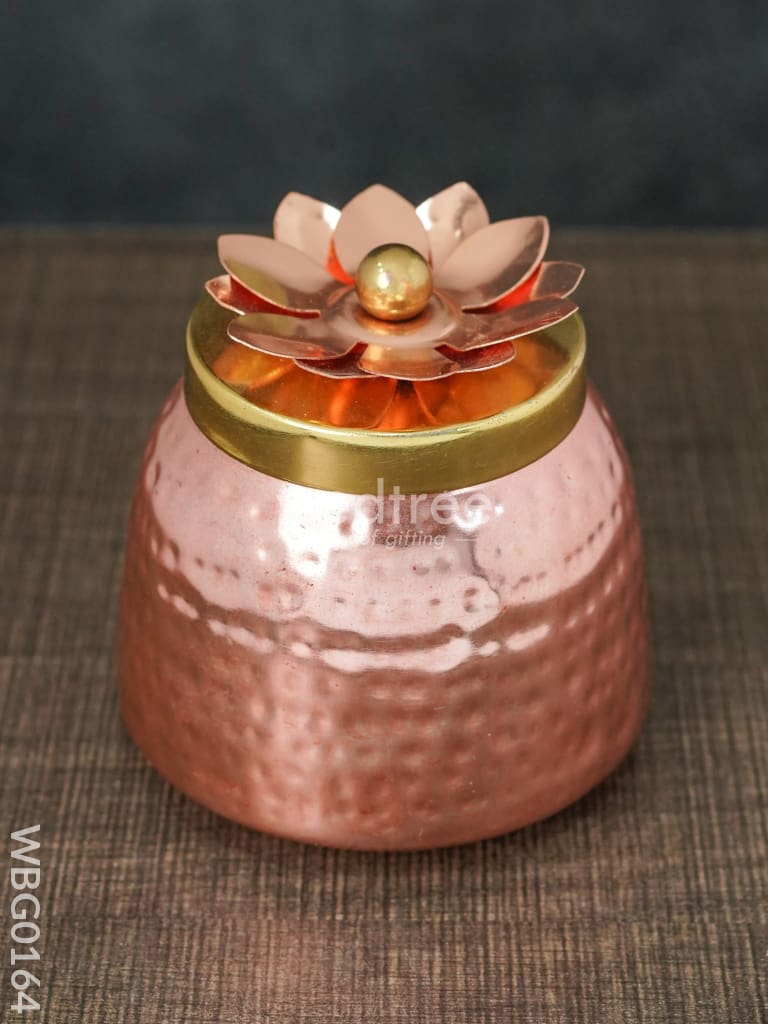 Copper Coated Dry Fruit Container With Brass Lid - Wbg0164 Box